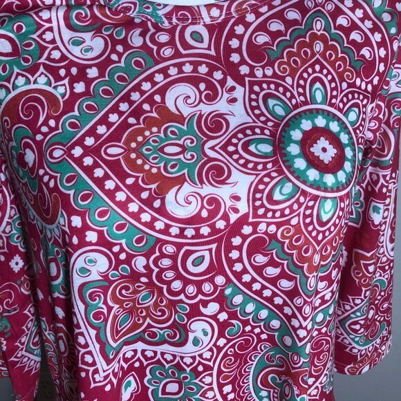 🌹 Camisa Red Paisley Tunic Dress (M) – Sophisticated Winter Pairings - Picture 7 of 12